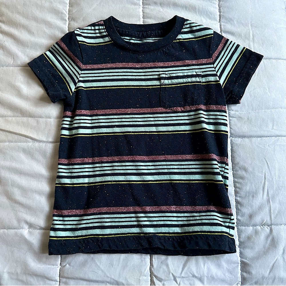 Cat & Jack - Short Sleeved Pocket T-Shirt - Navy + Multicolor - Sz: 18M